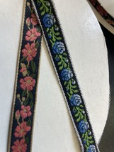 Roll 10 yds black  &amp; fuchsia or 10 yards blue &amp; black jacquard woven rib... - $7.99