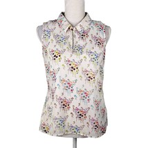 CAbi Essential Blouse Top Floral Chiffon Sleeveless Small Removable Cami - £19.65 GBP