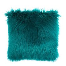 Pop Shop Mongolian Long Hair Faux Fur 16&quot;x16&quot; Decorative Throw Pillow, Green - £5.17 GBP