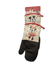 Disney Mickey &amp; Minnie Mouse Oven Mitts 2pk Oversized Heat Resistant Christmas - £12.08 GBP