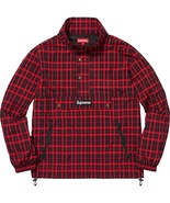 NEW Supreme Nylon Plaid Pullover Red & Black FW18J14 Size Large