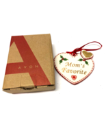 Avon MOM&#39;S FAVORITE Porcelain Heart Christmas Ornament - $10.75 CAD