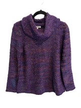 HABITAT Womens Cowl Neck Sweater Purple Speckled Textured Nubby Knit Sz XS - $27.83