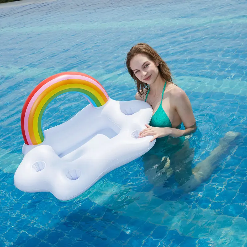 New 4 Hole Coconut tree Unicorn Beverage boat Inflatable Cup Holder Pool - £23.08 GBP+