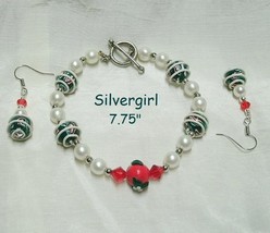 White Icing Imitation Pearl Bead Polymer Clay Boutique Bracelet Earring Set - £13.56 GBP