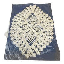 Vintage OVAL White Fine Crochet  Doily Handmade 9” X 11” Centerpiece Del... - $18.69