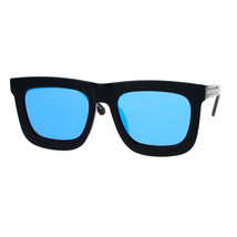 Super Flat Lens Sunglasses Oversized Thick Square Frame Mirror Lens - £8.80 GBP