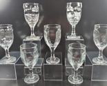 7 Libbey Chivalry Clear Red Wine Glasses Set Elegant Textured Stemware R... - £53.92 GBP