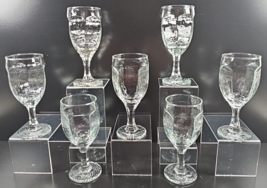 7 Libbey Chivalry Clear Red Wine Glasses Set Elegant Textured Stemware R... - $68.97