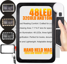 Magnifying Glass with Light - 5X Full Page Magnifier for Reading, 48 LED Lights - £10.07 GBP