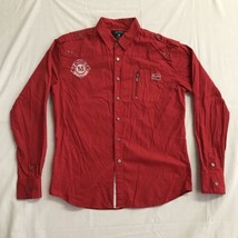 MENS MAHRU Red 2XL Captain BUTTON SHIRT Logo Pro Circle Zipper Pockets P... - $18.23