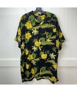Steve &amp; Barrys Hawaiian Button Up Shirt XL Mens Black Floral Short Sleev... - £7.52 GBP