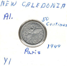 New Caledonia 50 Centimes, 1949, Aluminum, Y1 - $2.50