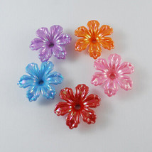 Acrylic Flower Beads Assorted Flower Bead Lot Jewelry Making Hibiscus 24/50/100 - £4.38 GBP+