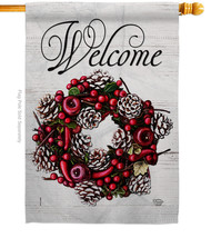 Winter Berries Wreath House Flag Wonderland 28 X40 Double-Sided Banner - £29.51 GBP