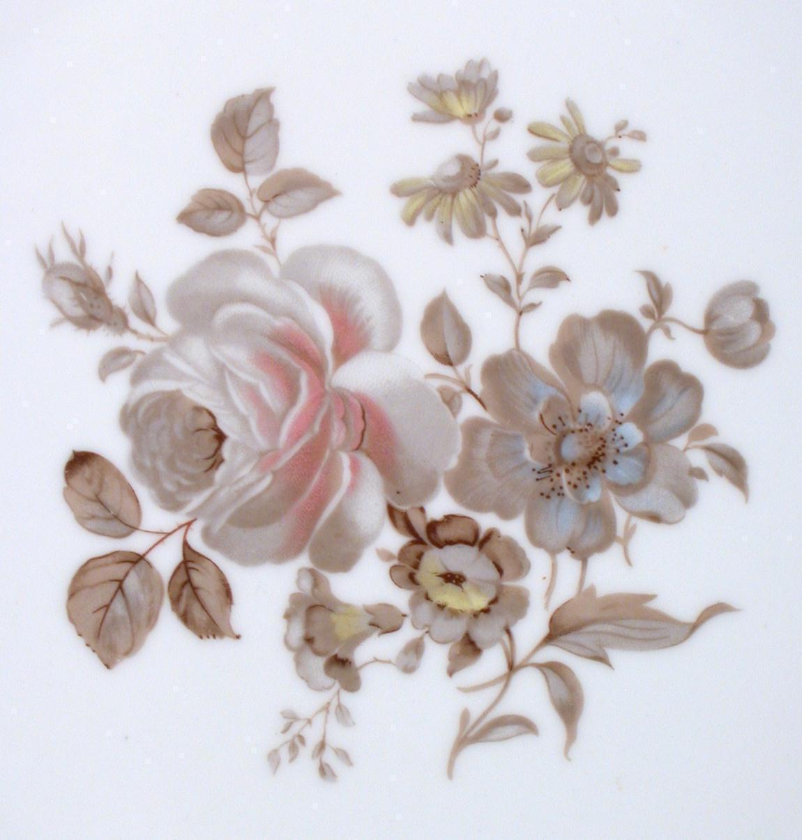 Winterling Brown Bouquet 6" Bread Plate Platinum Trim Bavaria Germany Item image 2