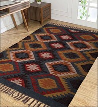 Wool Jute Kilim Area rugs Runner Oriental Bohemian Custom Accent Vintage Hallway - £52.33 GBP+