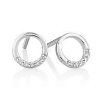 14K White Gold Plated 0.10Ct Round Cut VVS1 Moissanite Open Circle Stud ... - $62.32