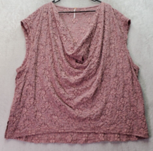 Free People Blouse Top Women&#39;s Medium Pink Lace Floral Sleeveless Cowl Neck Slit - £16.69 GBP