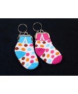 Knit Sock Coin Purse w/Snap Closure &amp; Monogram Initial, Choice of Pink o... - £6.35 GBP