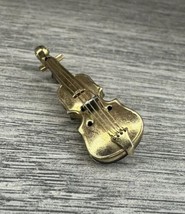 Vintage Gold Tone Violin Pin Brooch Cosplay Jewelry Music 1.1/2 c 0.1/2”... - £6.08 GBP