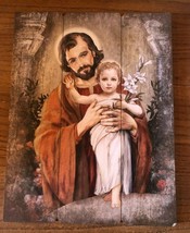 Saint Joseph with Child Image on Wood Pallet, New - £23.67 GBP
