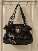 Betty Boop Women&#39;s Medallion Leather Handbag Shoulder Bag Purse Black - $292.94