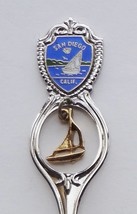 Collector Souvenir Spoon USA California San Diego Sailboat Charm Emblem Map - £3.96 GBP