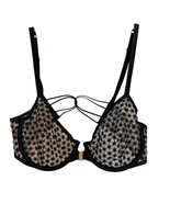 Victoria&#39;s Secret Women Unlined Demi Bra Black 36C Starburst Lacey Under... - $16.82