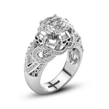 Bague de fiançailles gothique tête de mort 2,95 ct, coupe ronde,... - £207.12 GBP