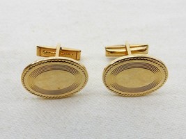 Vintage Cuff Links, Gold Tone Oval with Engraving, Whale Back Closure, P... - $9.75