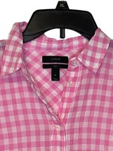 J.Crew Button Up Collared Pink Plaid Shirt Top Long Sleeve Boy Fit Womens Size 4 - £15.56 GBP
