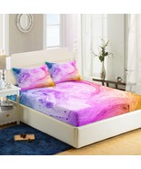 Tie Dye Fitted Sheet Twin Size,Teen Girl Bed Sheet Set Colorful Marble B... - $50.99