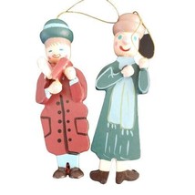 Christmas Carolers Ornaments Wood Made in Taiwan 4.25&quot; Set of 2 Issues! - £5.82 GBP