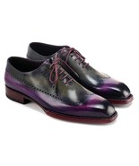 Paul Parkman Mens Shoes Oxfords Purple Gray Goodyear Wingtip Handmade 81... - $823.32 CAD