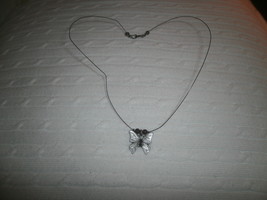 Butterfly Necklace , Metal with Black Rhinestones - £1.58 GBP