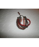 4 Strand Beaded Bracelet , Wood , Glass , Metal Beads - $2.00