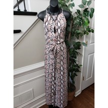 Lush Jumpsuit Womens Medium Multicolor Snakeskin Print Drawstring Waist ... - $29.70