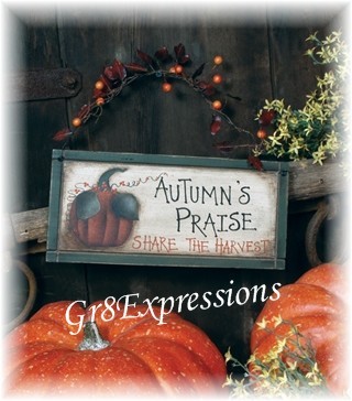 PRiMiTiVe PUMPKIN HARVEST HANGING WOODEN SIGN/PLAQUE - $9.95