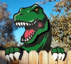 Tyrannosaurus Rex T-Rex Dinosaur Fence Peeker Peeper Garden Yard Art Dec... - £116.72 GBP