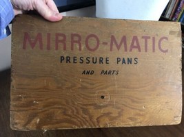 Vintage wooden advertising box Mirro-Matic store display crate pans parts bin - £66.17 GBP