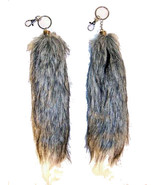 FOX TAIL KEY CHAIN GREY WITH WHITE TIP foxes wild animal fur novelty tai... - $90.24 MXN