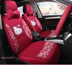 Hello Kitty Cartoon Car Seat Covers Set Universal Car Interior 4 Seasons... - £135.56 GBP