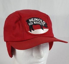 Vintage Heinold Hog Markets Farm Trucker Hat Cap Red Ear Flap K-Brand 7 1/8 Pig - £51.95 GBP