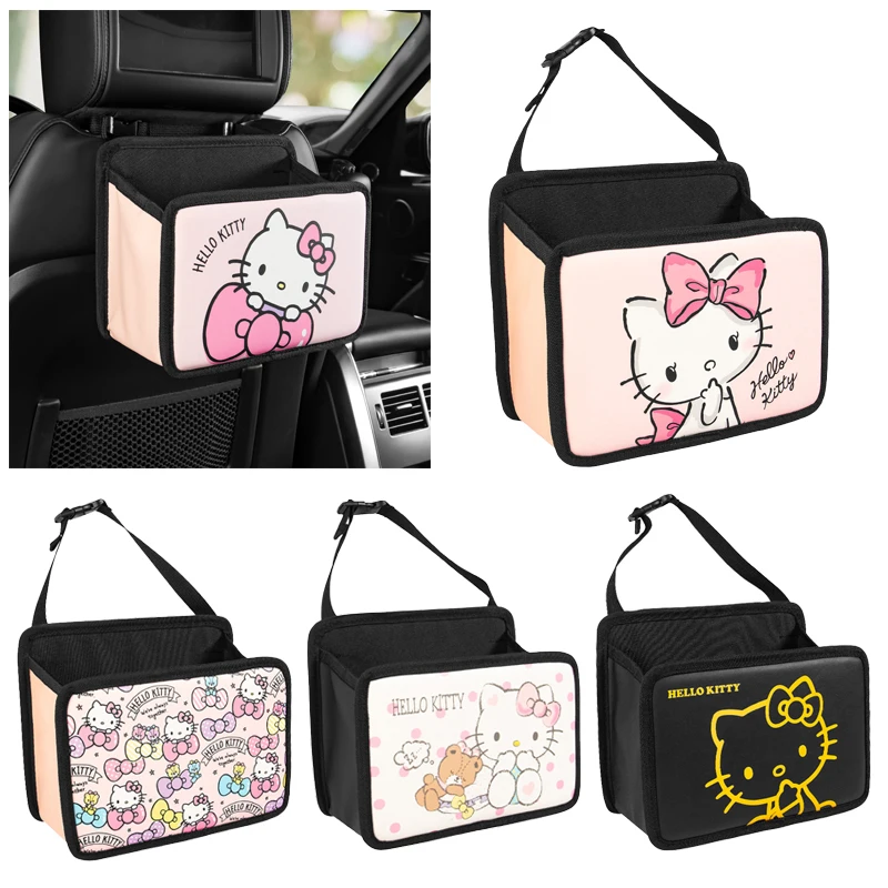 25Cm Kawaii Anime Hello Kittys Car Seat Back Storage Bag Cute Cartoon Car Rear - £20.95 GBP