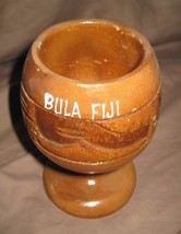 Vintage BULA FIJI Tropical Island Souvenir Wooden Carved Mug Cup  - £24.05 GBP