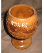 Vintage BULA FIJI Tropical Island Souvenir Wooden Carved Mug Cup  - £23.75 GBP