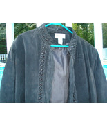 Via Accenti Black Suede Leather Southwestern Style Fringe Coat SZ20W - £31.47 GBP