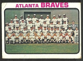 Atlanta Braves Team Card with Hank Aaron 1973 Topps Baseball Card # 521 good - £0.47 GBP