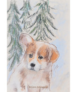 Welsh Pembroke Corgi Puppy Art Pastel Drawing Solomon - $60.00